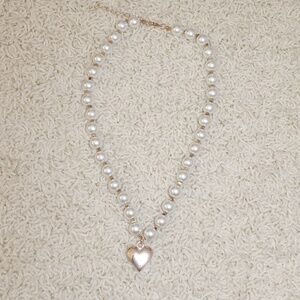 Altar'd State Chunky Pearl Gold Heart Necklace